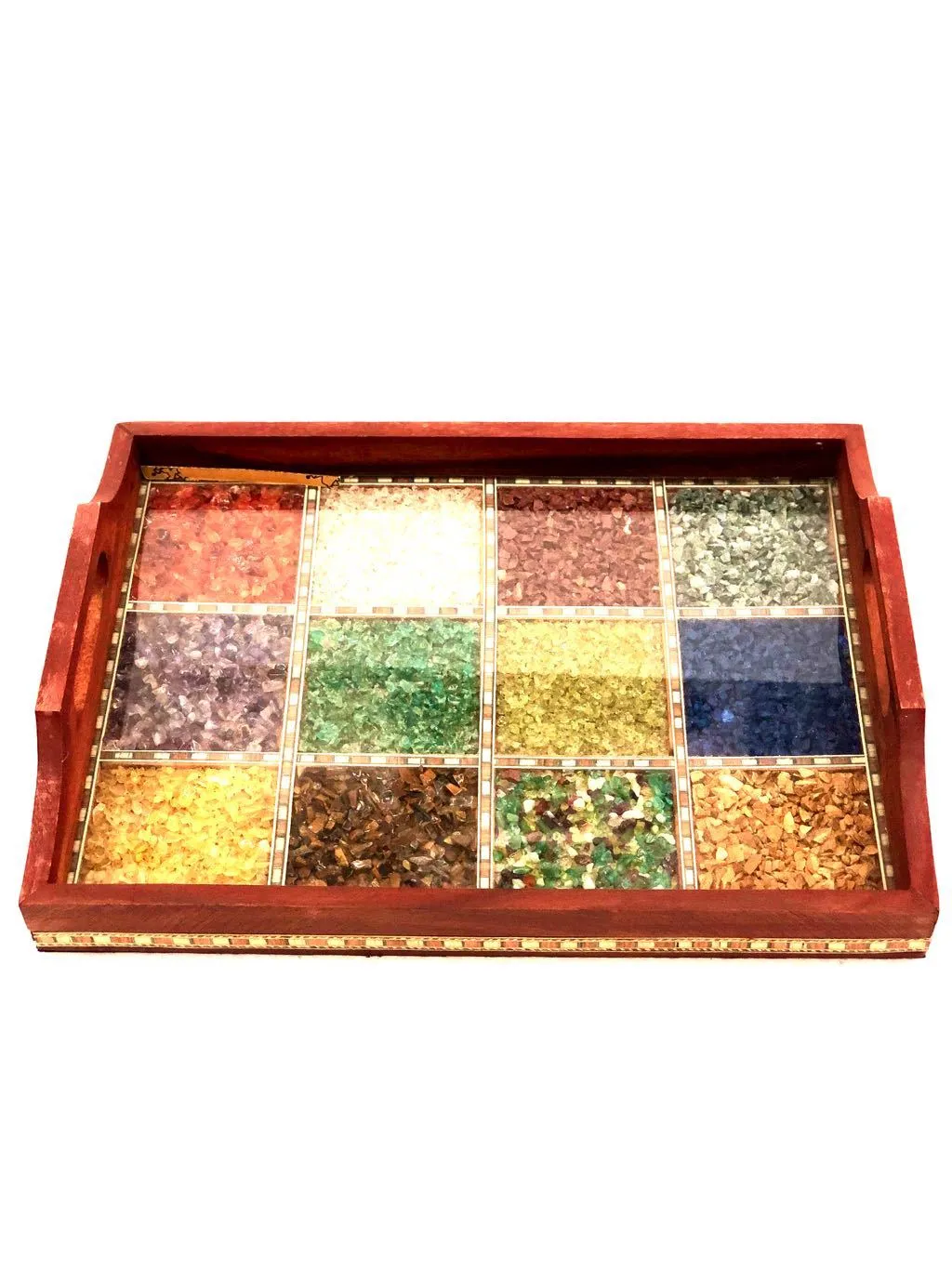 Multicolored Gemstone Tray Marvellous Indian Craftsmanship Tamrapatra