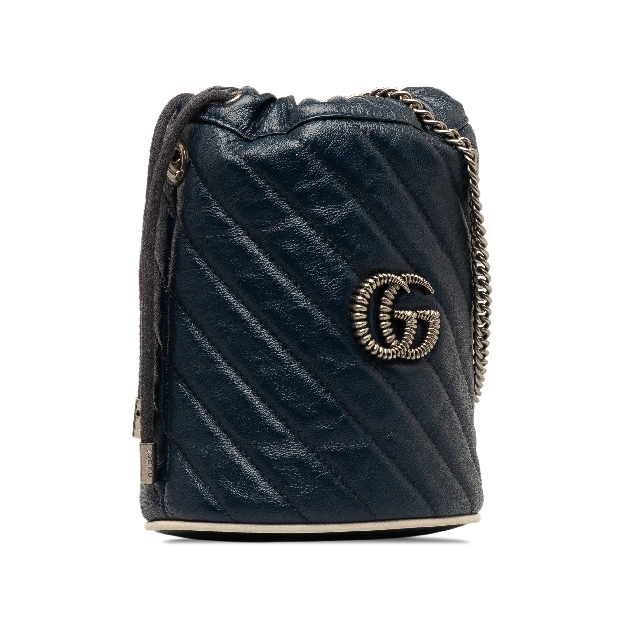 Navy Gucci Mini Torchon GG Marmont Bucket Bag