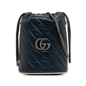 Navy Gucci Mini Torchon GG Marmont Bucket Bag