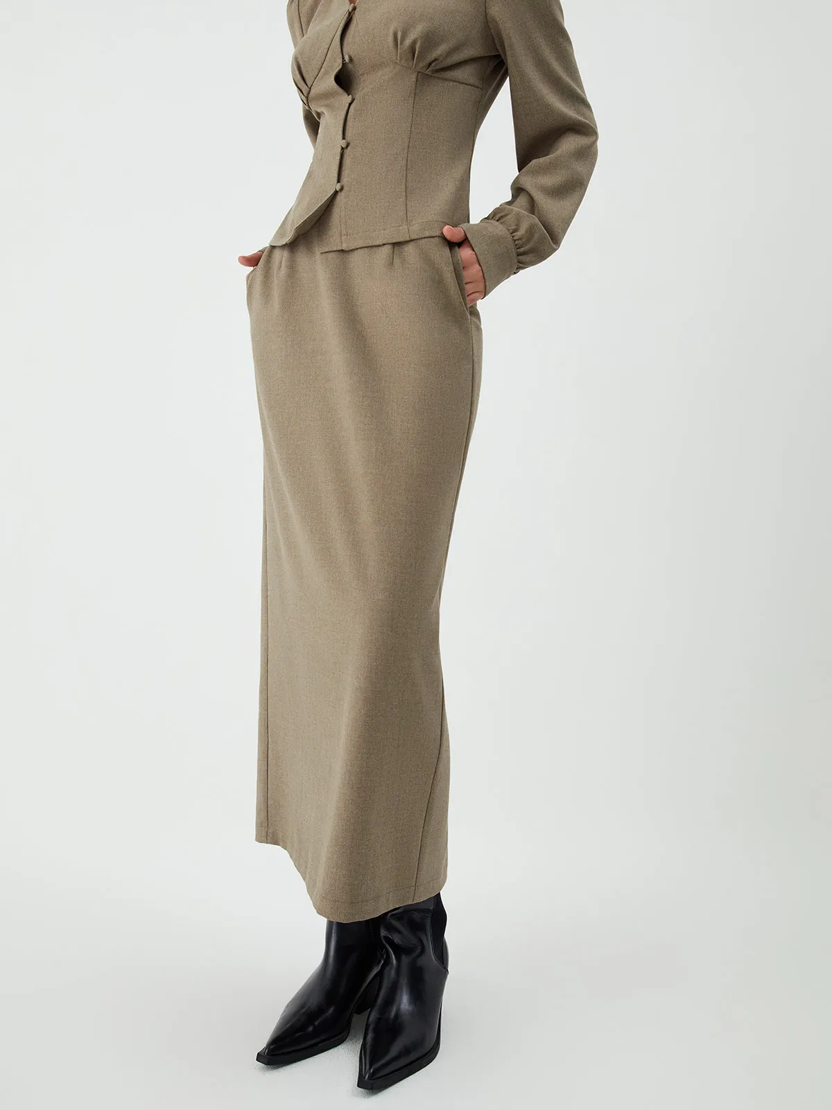 Old Money Graceful Solid Maxi Skirt