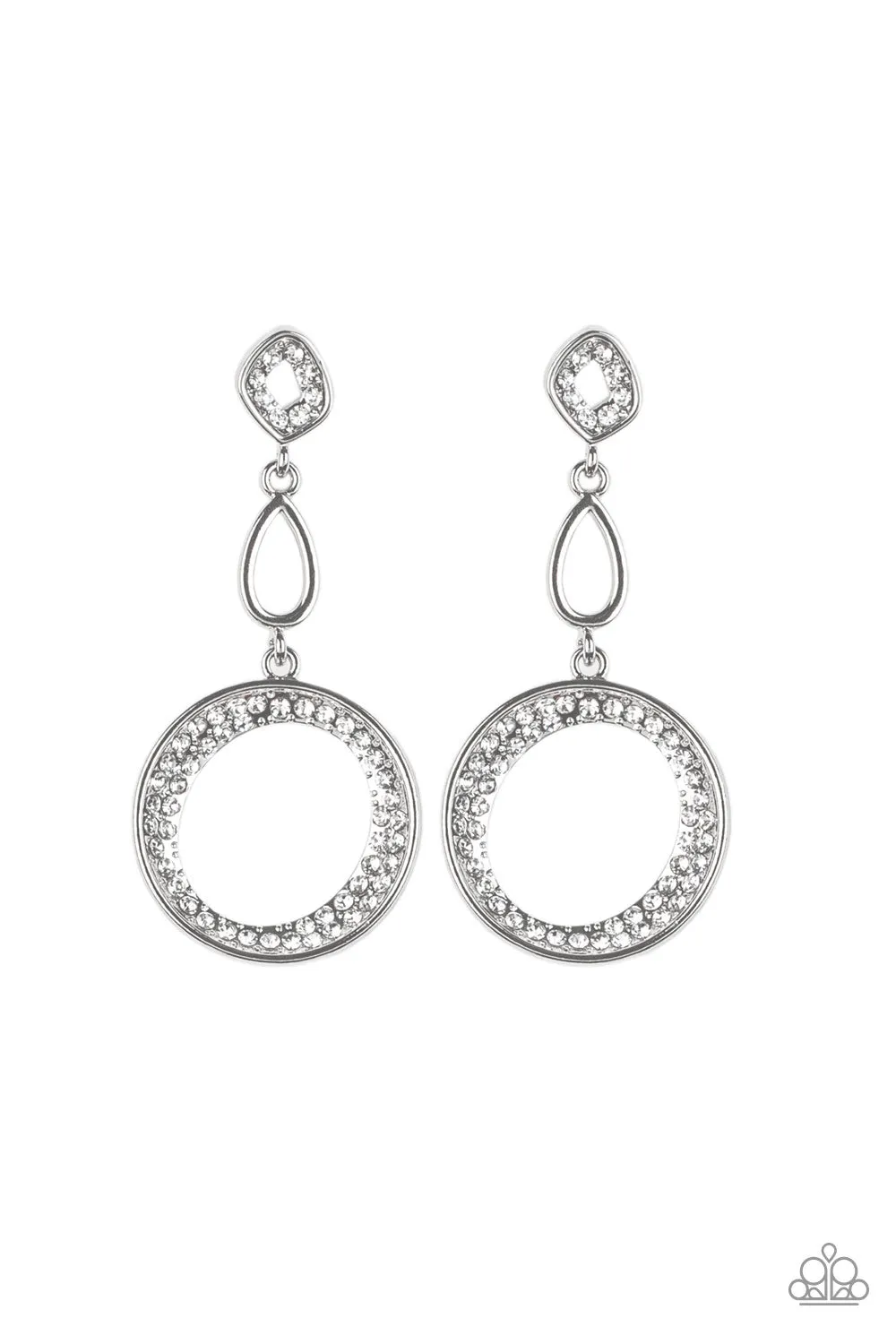 On The Glamour Scene - White Post Earrings - Paparazzi Accessories