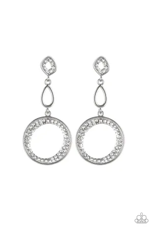 On The Glamour Scene - White Post Earrings - Paparazzi Accessories