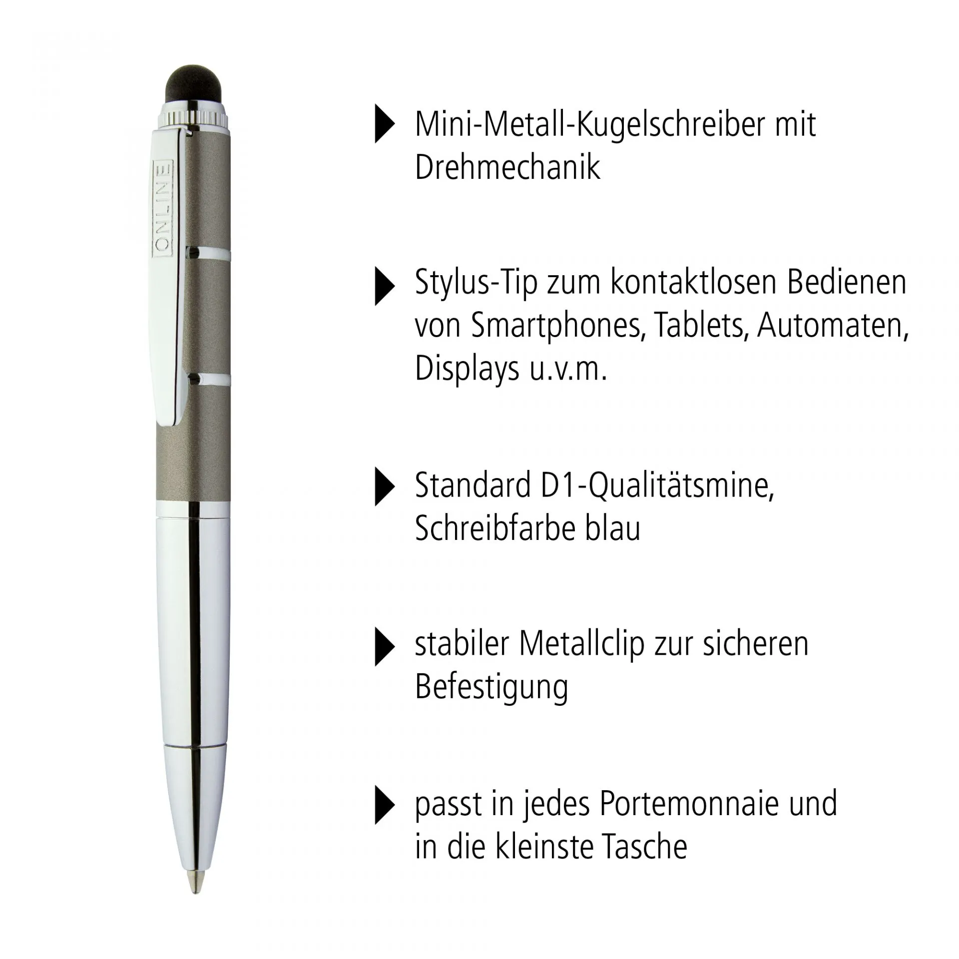Online Piccolo Ballpoint Pen - Pastel Blue (Mini Sized with Stylus)
