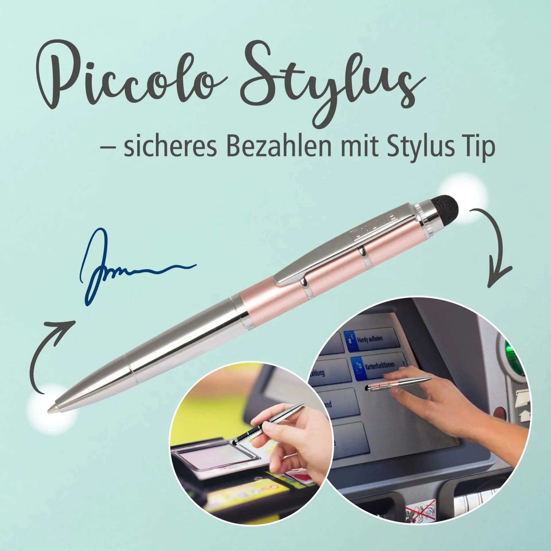 Online Piccolo Ballpoint Pen - Pastel Blue (Mini Sized with Stylus)