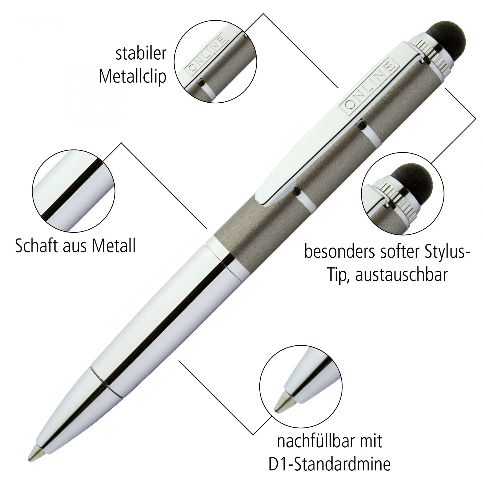 Online Piccolo Ballpoint Pen - Pastel Blue (Mini Sized with Stylus)