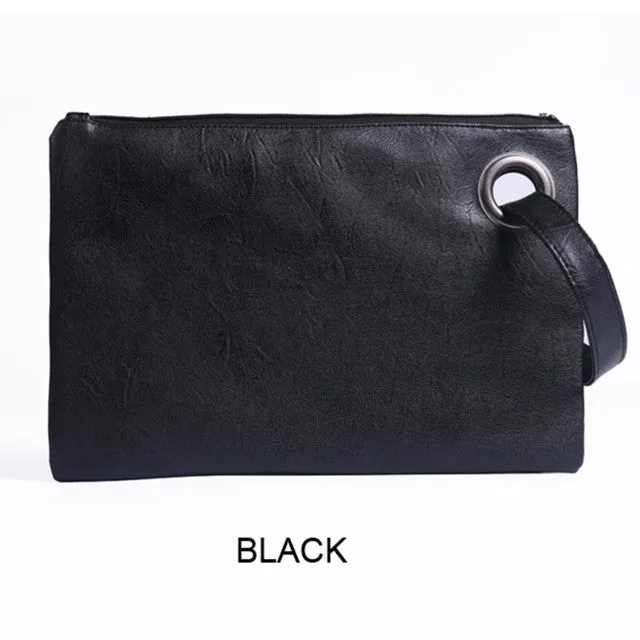 Oversize envelope clutch wristlet handbag
