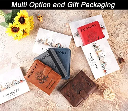 Passport and Vaccine Card Holder Combo Passport Holder, Brown