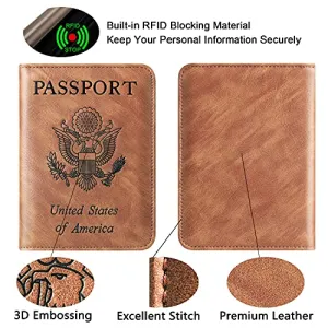 Passport and Vaccine Card Holder Combo Passport Holder, Brown