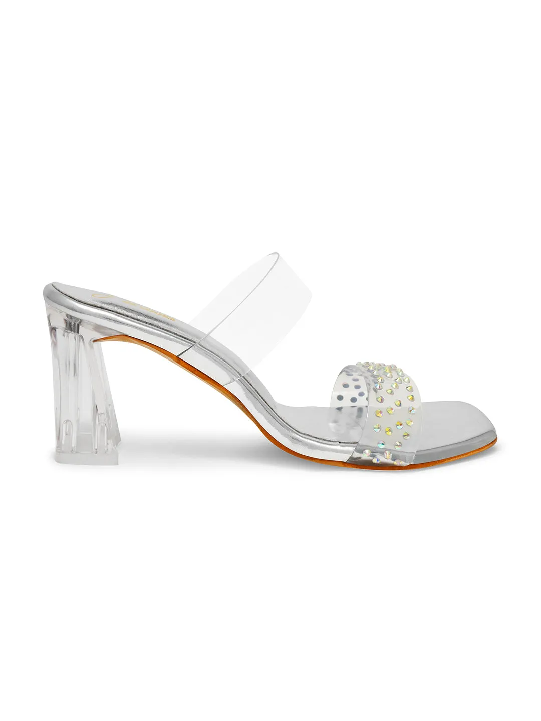 Pearled Strap Women Crystal Heel Glamorous Heel
