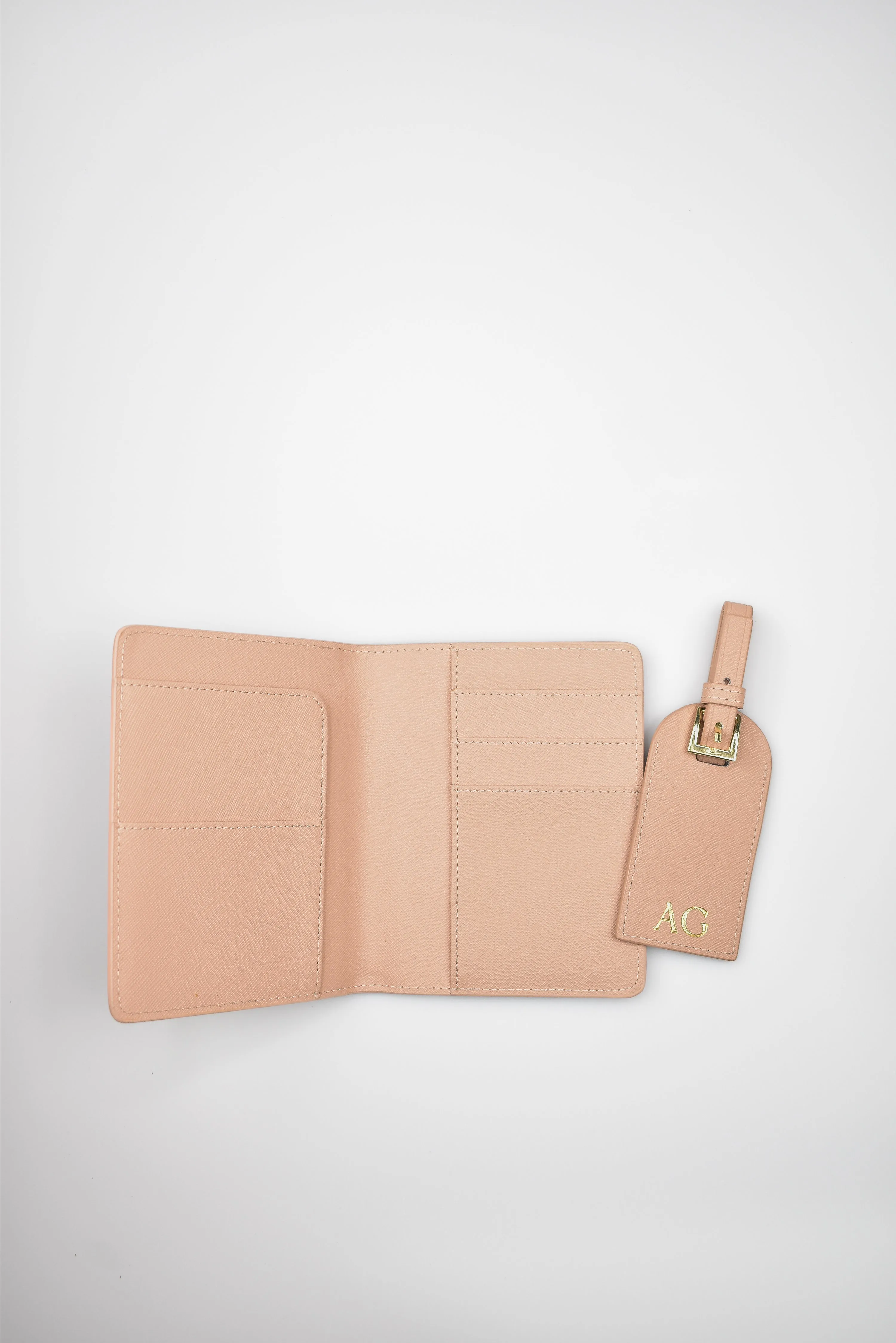 Personalised Leather Passport Holder- Sandy Beige