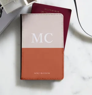 Personalised Passport Holder | Colourblock in Vanilla   Caramel