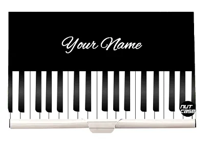 Personalized Visiting Card Holder Case - Piano Music