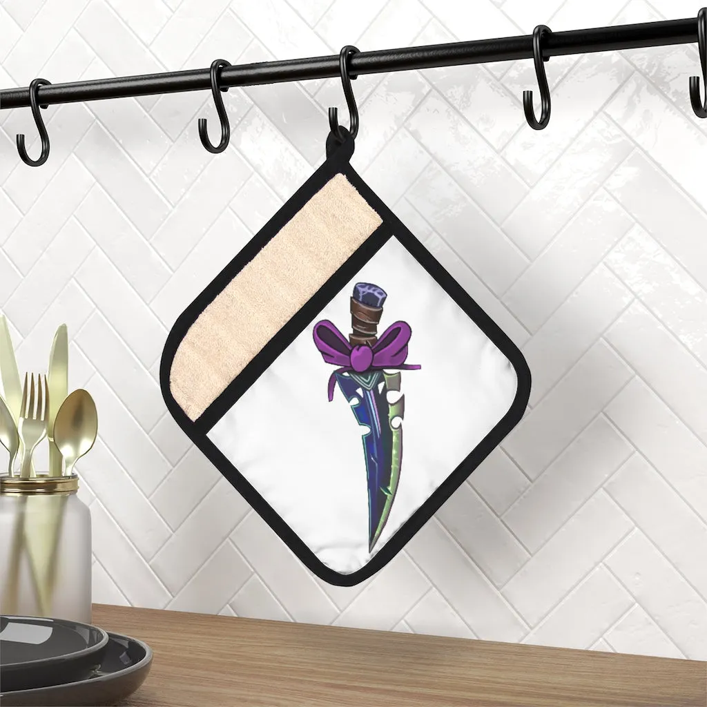 Pink Ribbon and Sword Pot Holder with Pocket