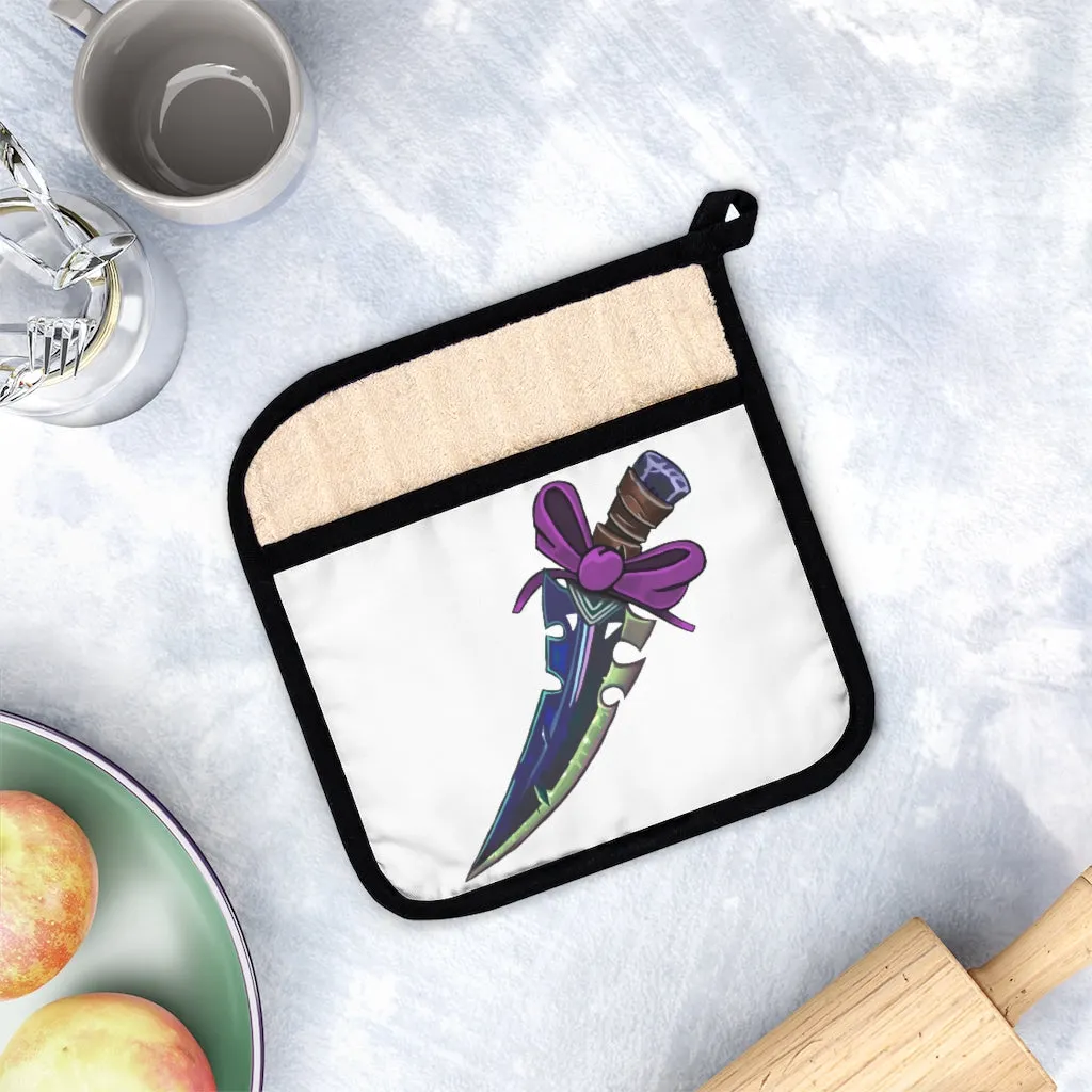 Pink Ribbon and Sword Pot Holder with Pocket