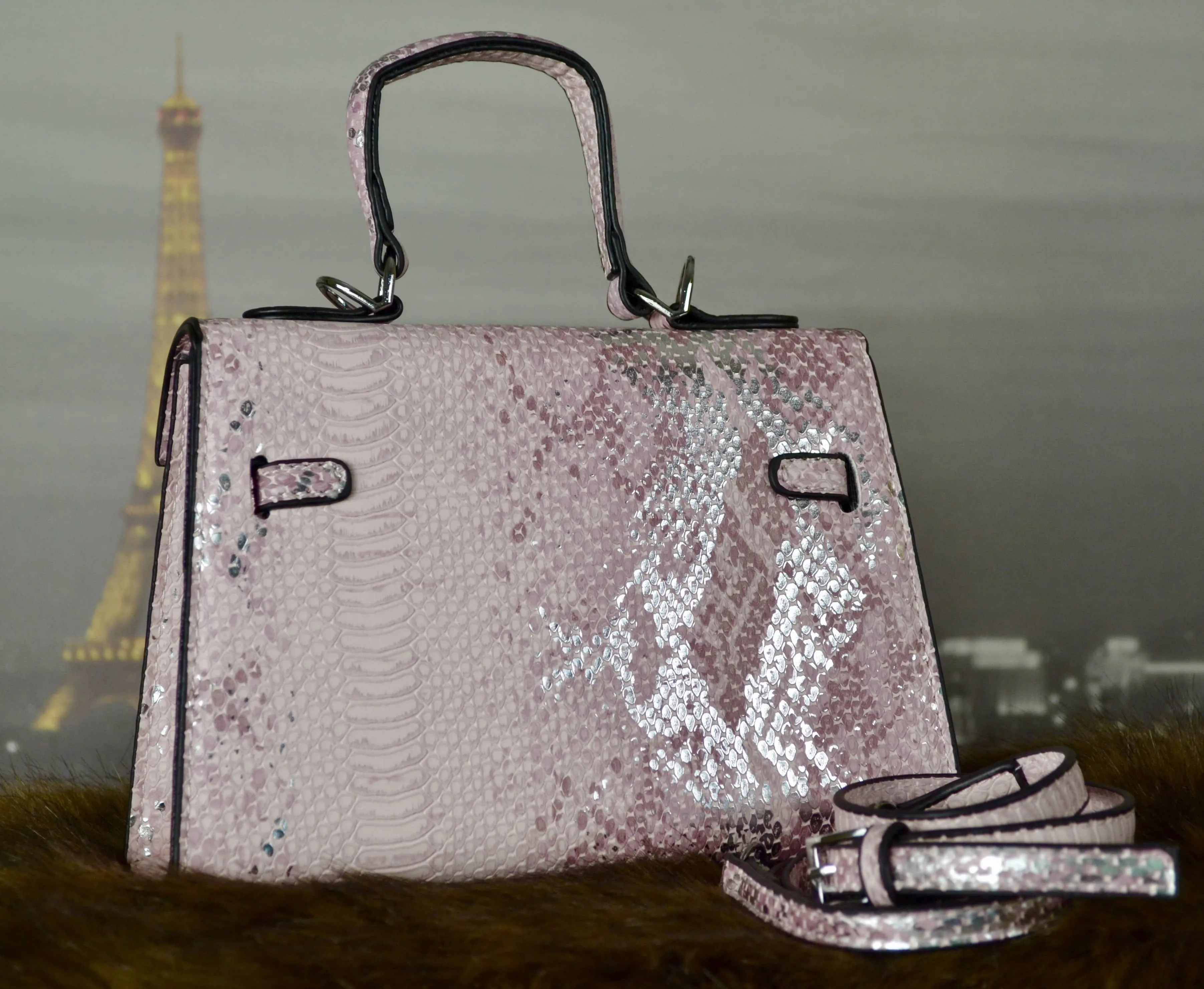 PINK / SILVER SNAKE SKIN
