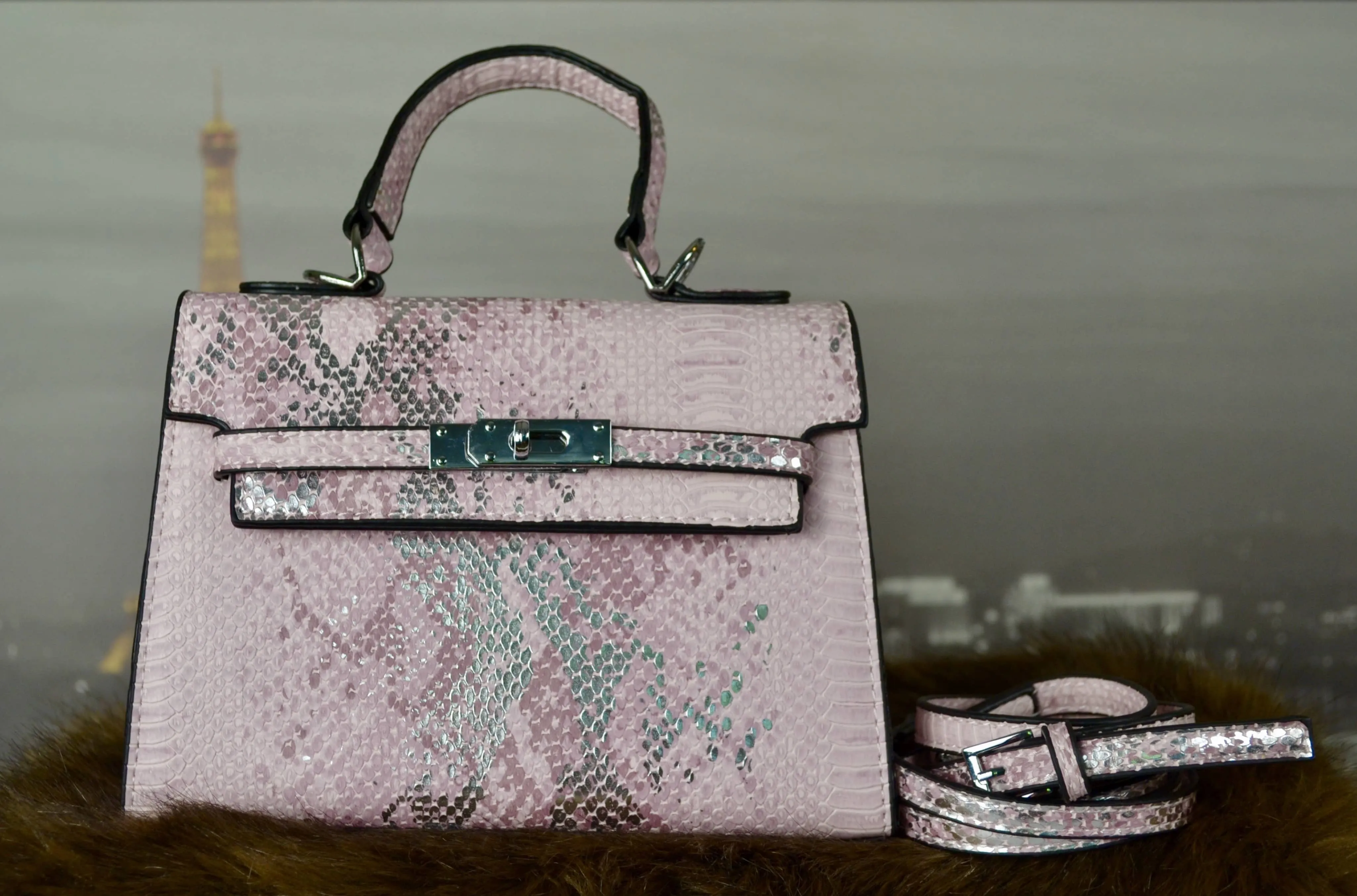 PINK / SILVER SNAKE SKIN