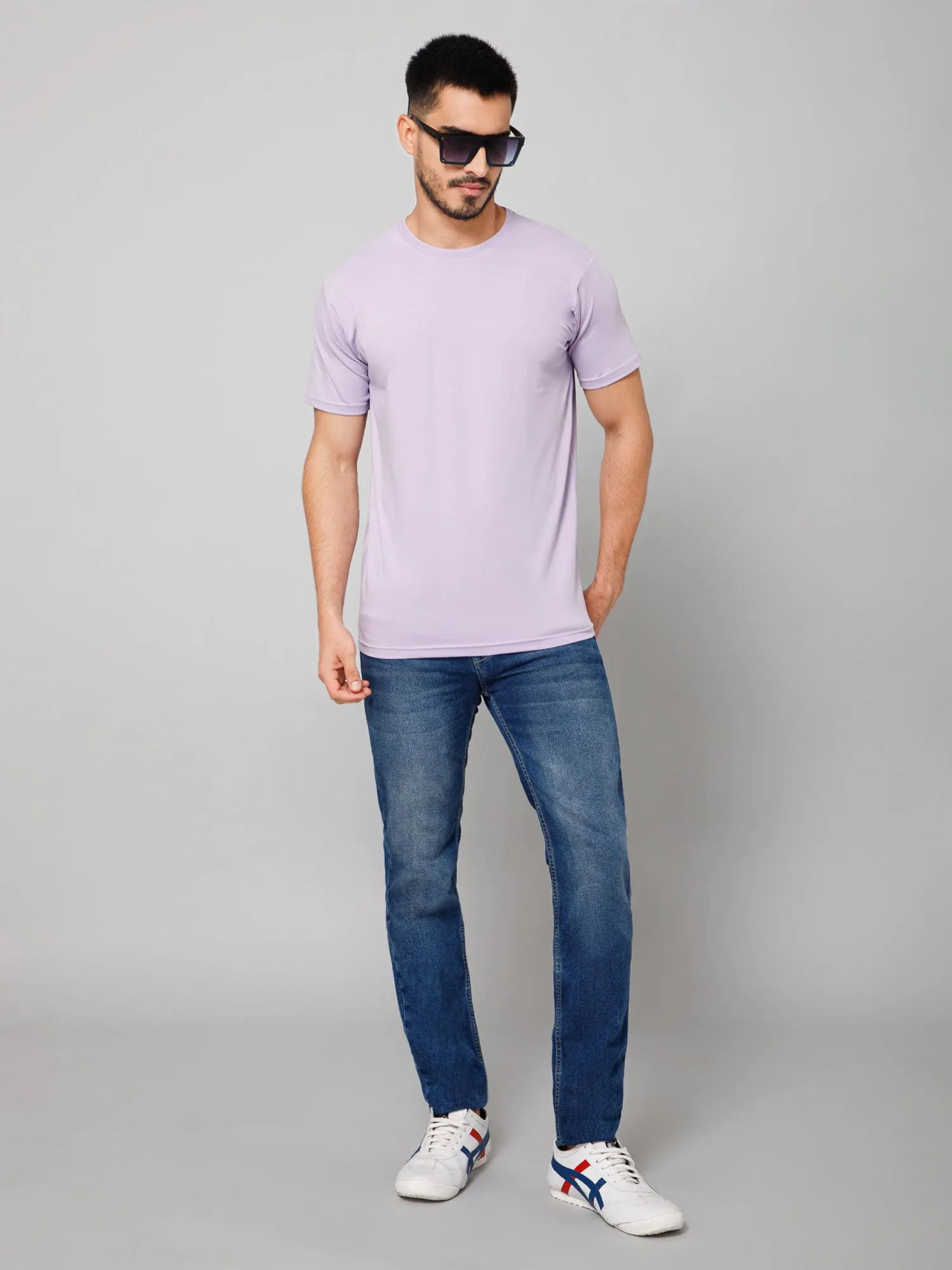 Plain Cotton Lycra Mauve T-shirt