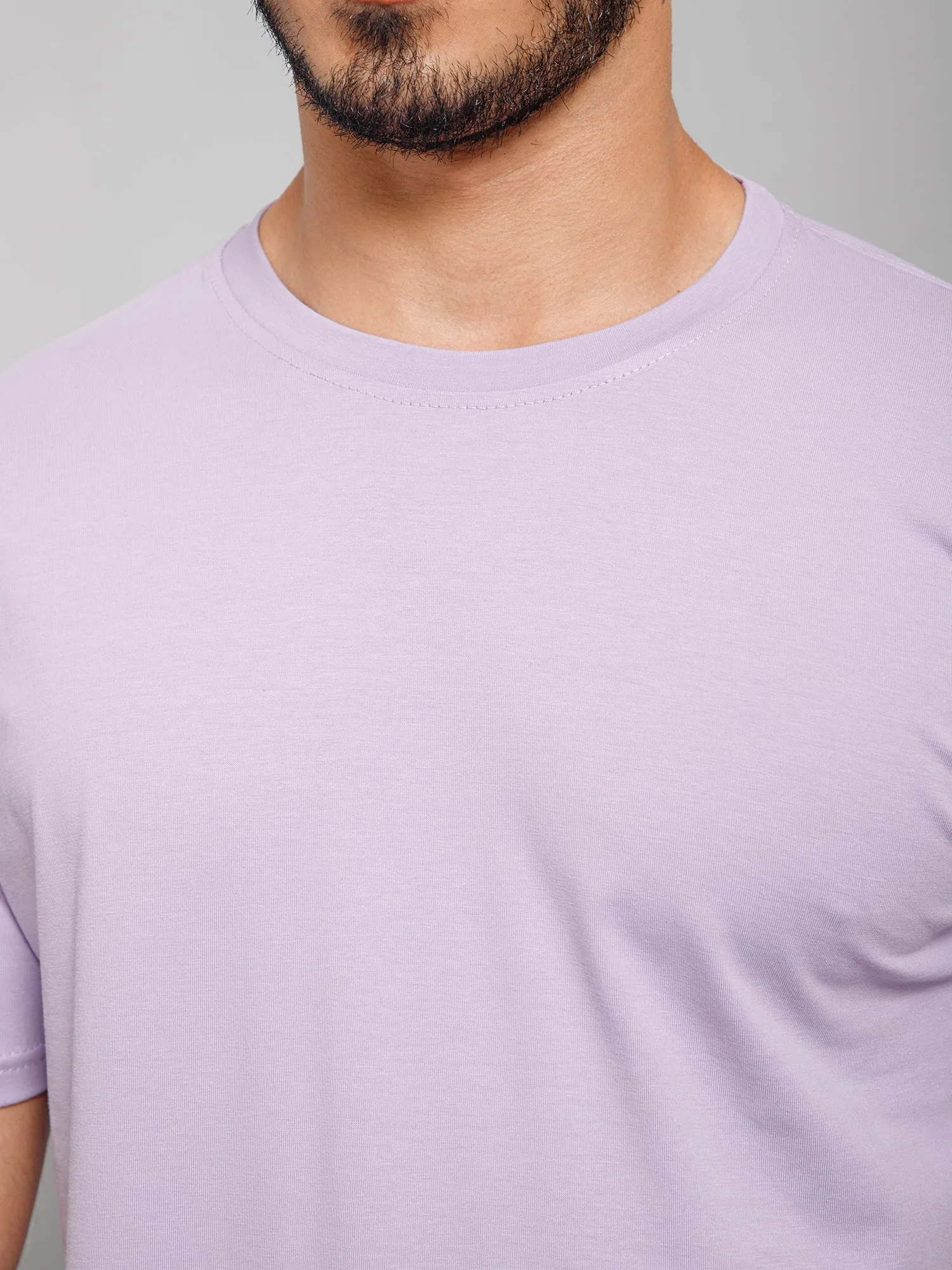 Plain Cotton Lycra Mauve T-shirt