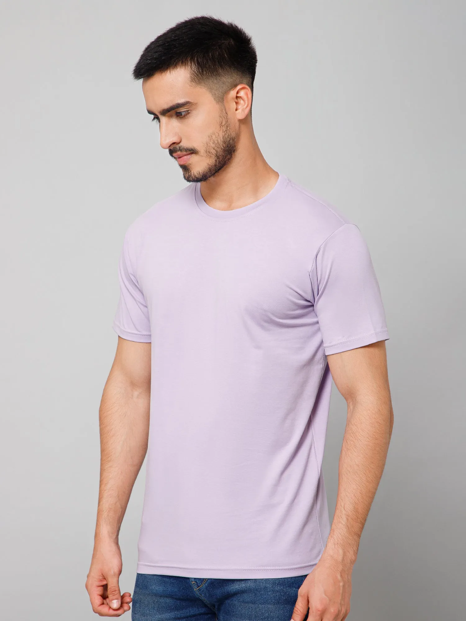 Plain Cotton Lycra Mauve T-shirt