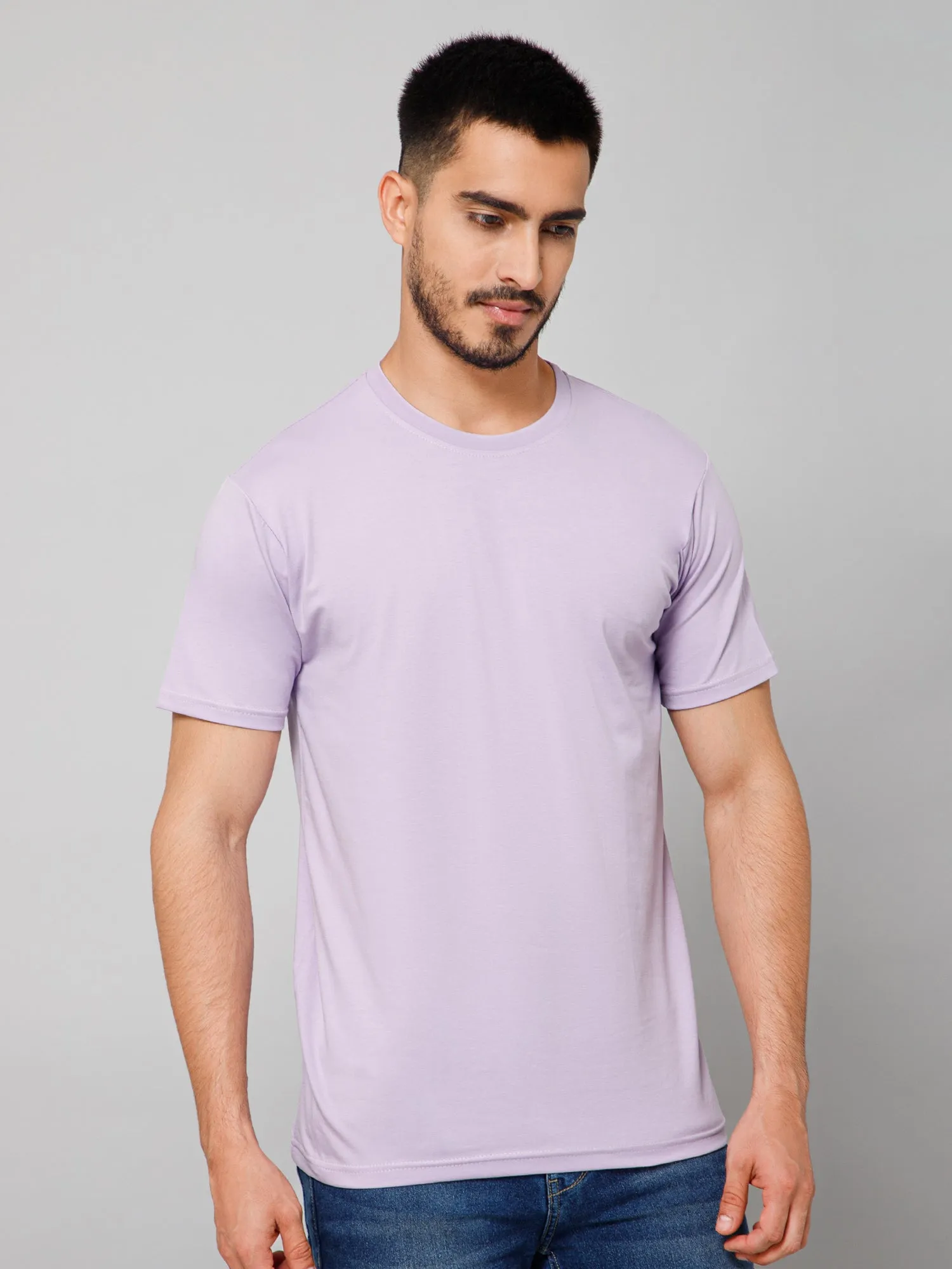 Plain Cotton Lycra Mauve T-shirt