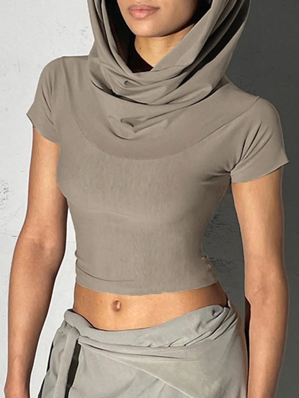 Plain Ruched Graceful Short Top