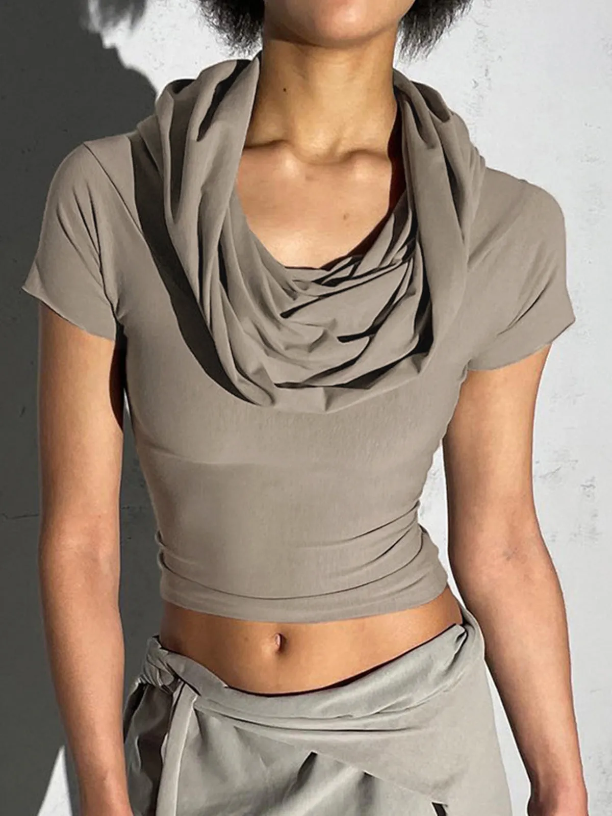 Plain Ruched Graceful Short Top