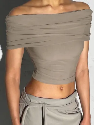 Plain Ruched Graceful Short Top