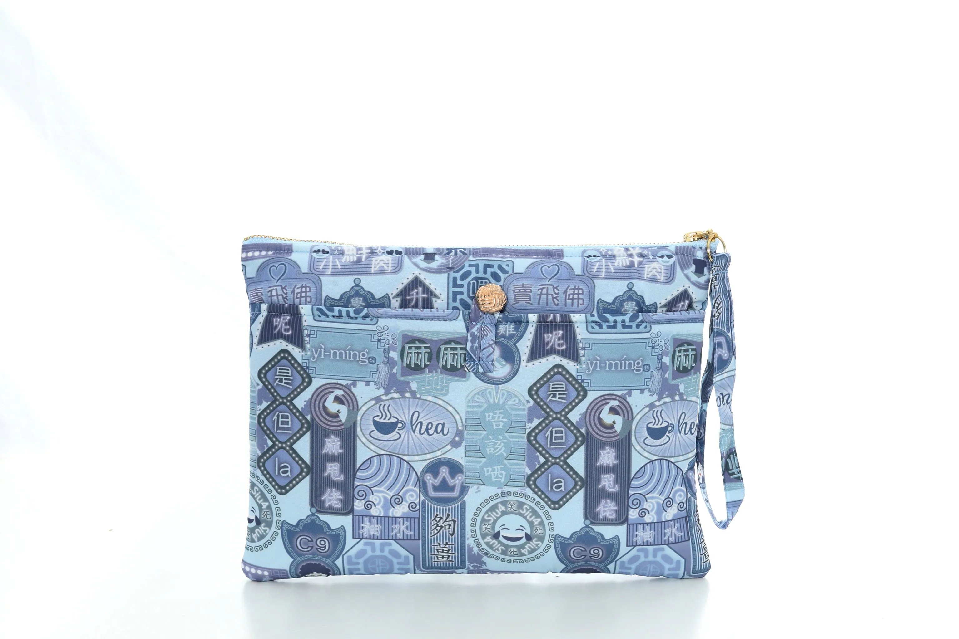 POSEY Canton-slang Print Puffy Clutch (Blue)