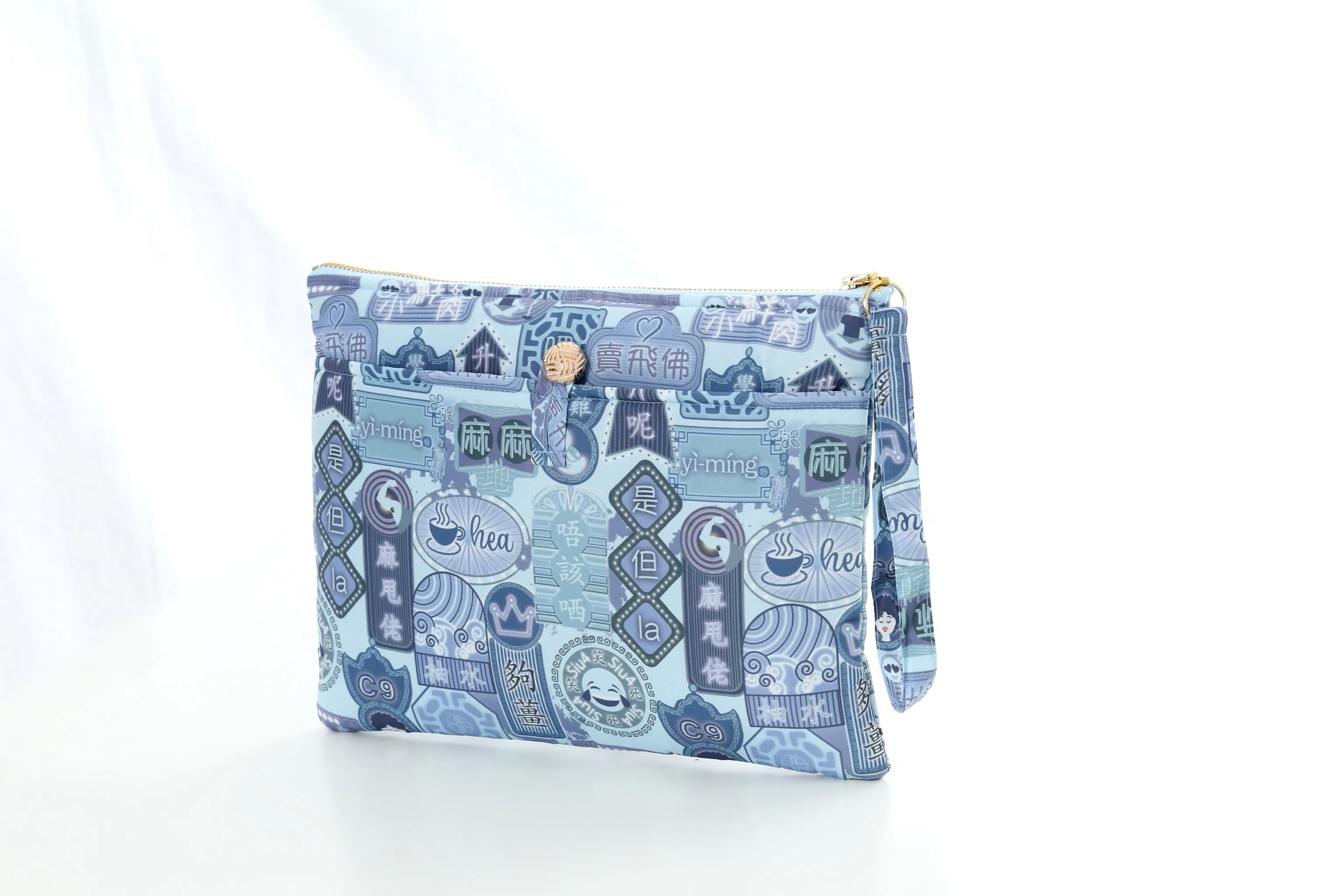 POSEY Canton-slang Print Puffy Clutch (Blue)