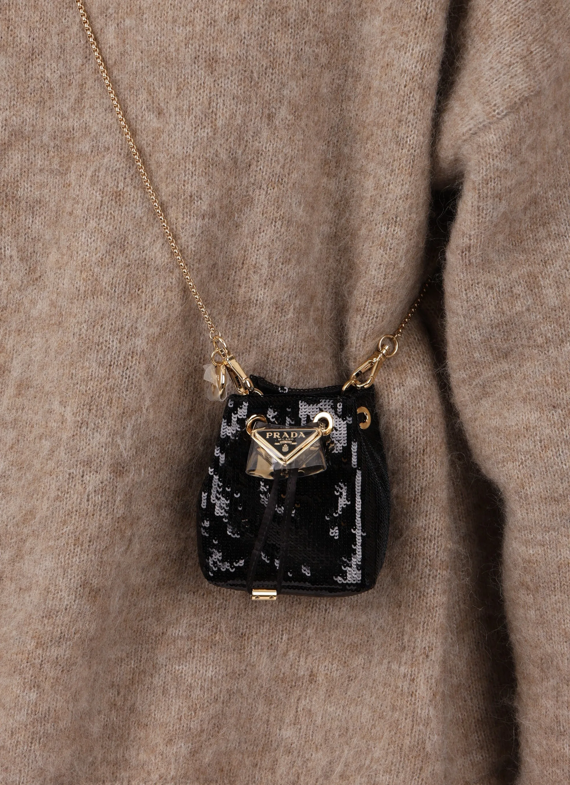 Prada Sequin Micro Bucket Bag