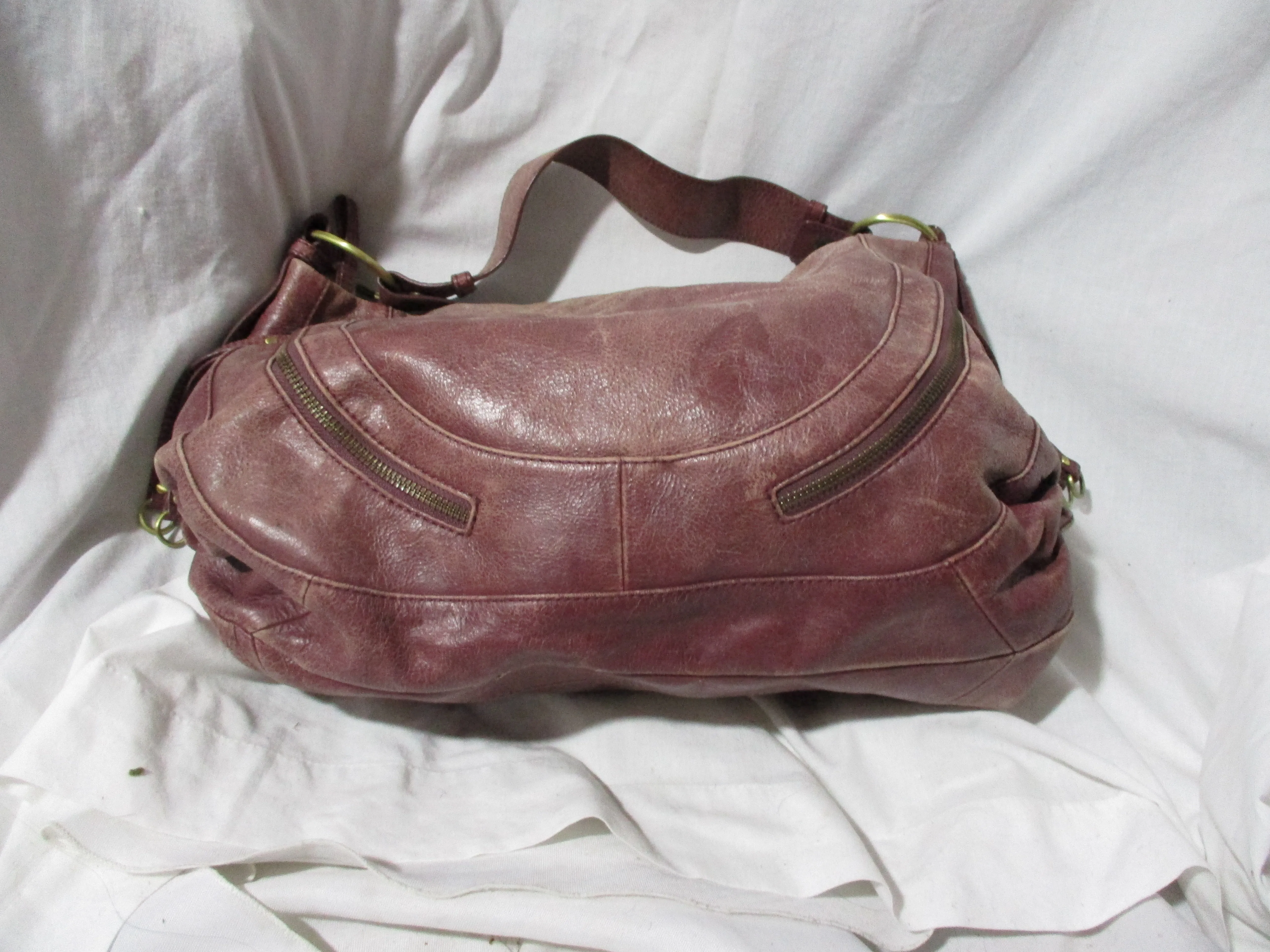 PRESA Leather Hobo Satchel Shoulder Saddle Bag Distressed Boho Hippie Bohemian