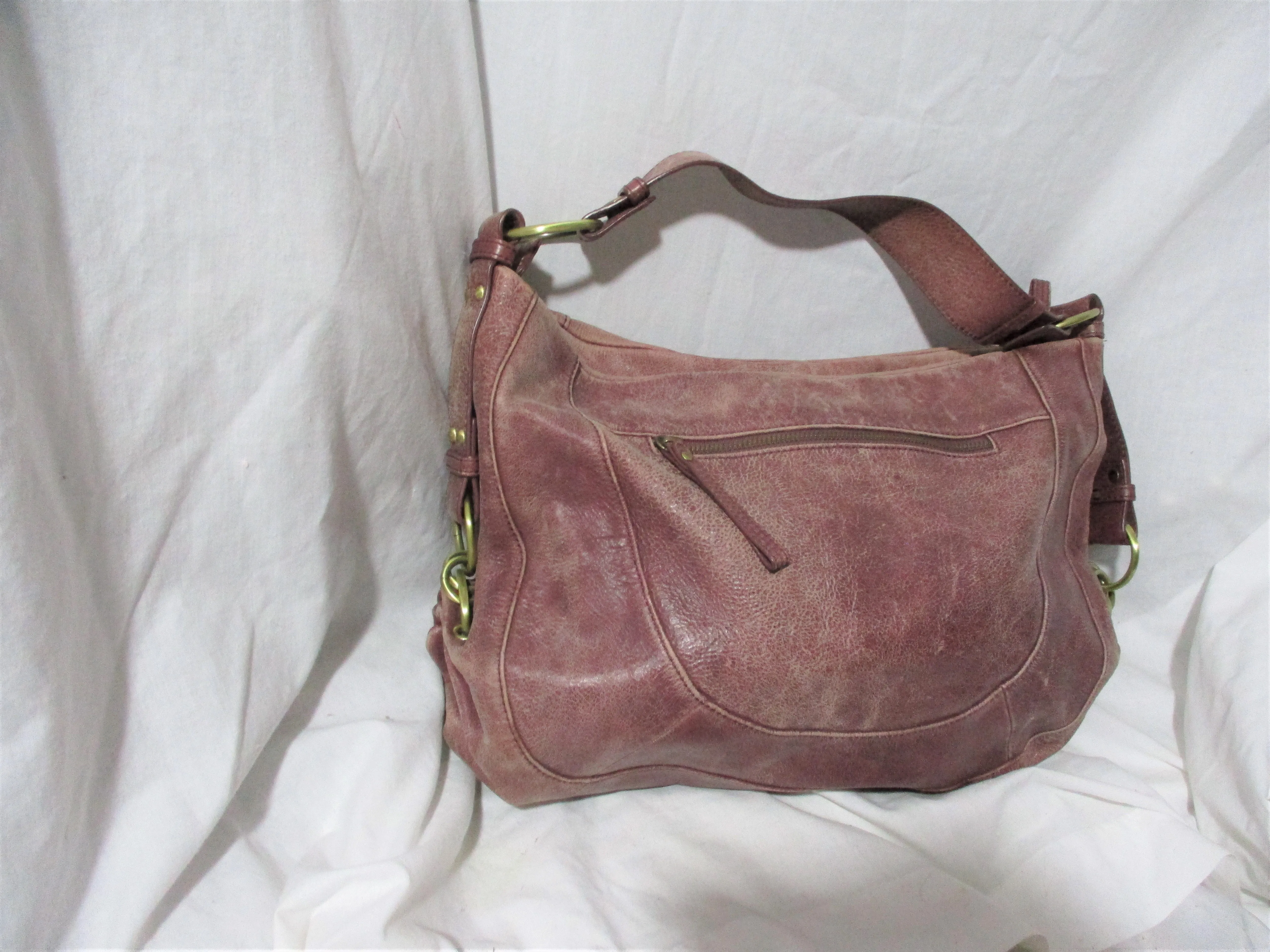 PRESA Leather Hobo Satchel Shoulder Saddle Bag Distressed Boho Hippie Bohemian