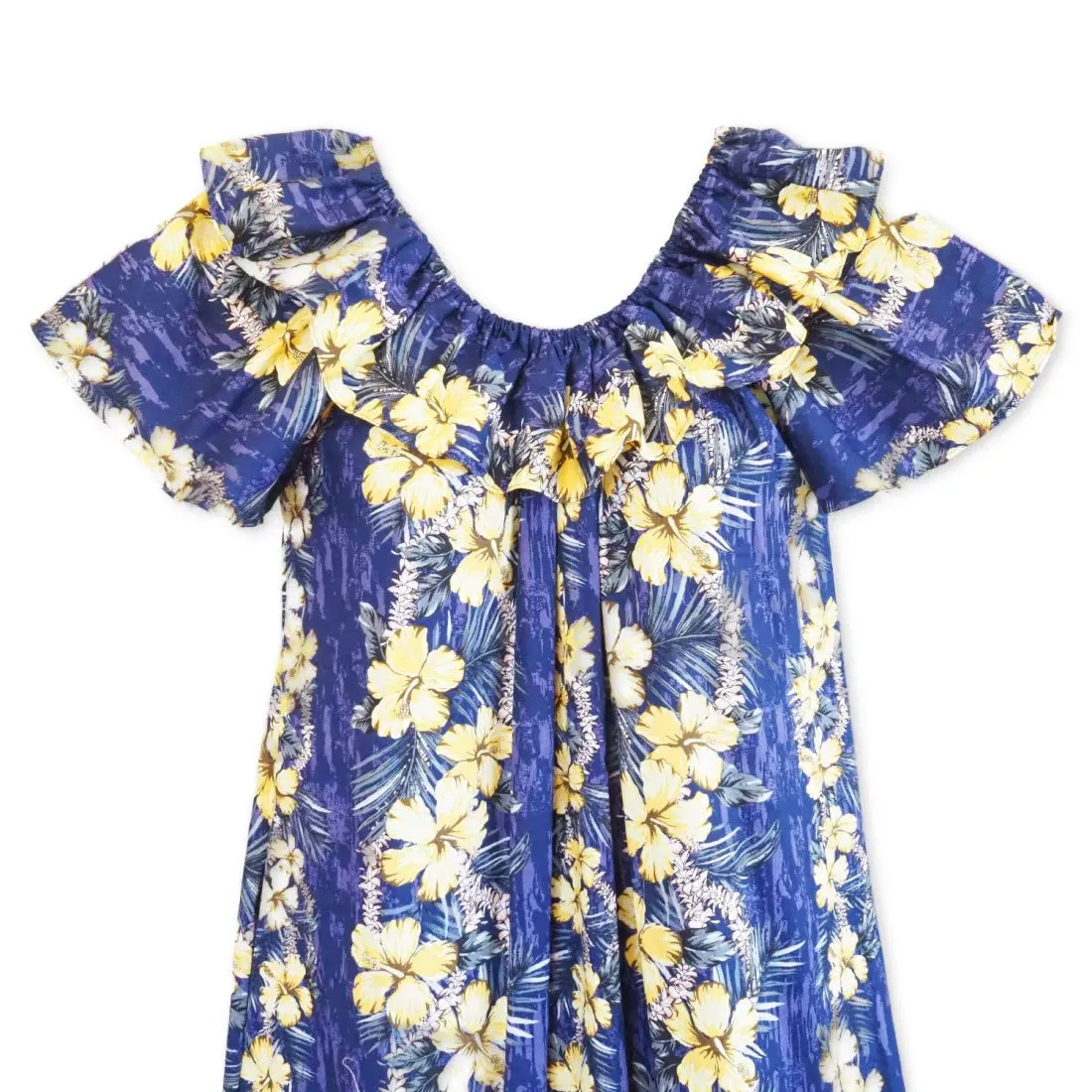 Purple Flourish Long Ruffle Hawaiian Muumuu Dress