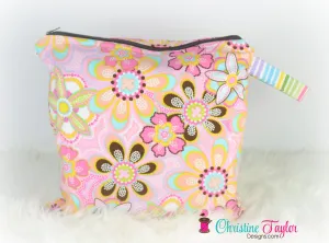 Ready Made MEDIUM SIZE Wet Bag - Boho Floral Pinks