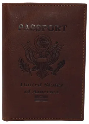 Real Leather RFID Blocking Travel Passport Holder with Vaccine Card Slot