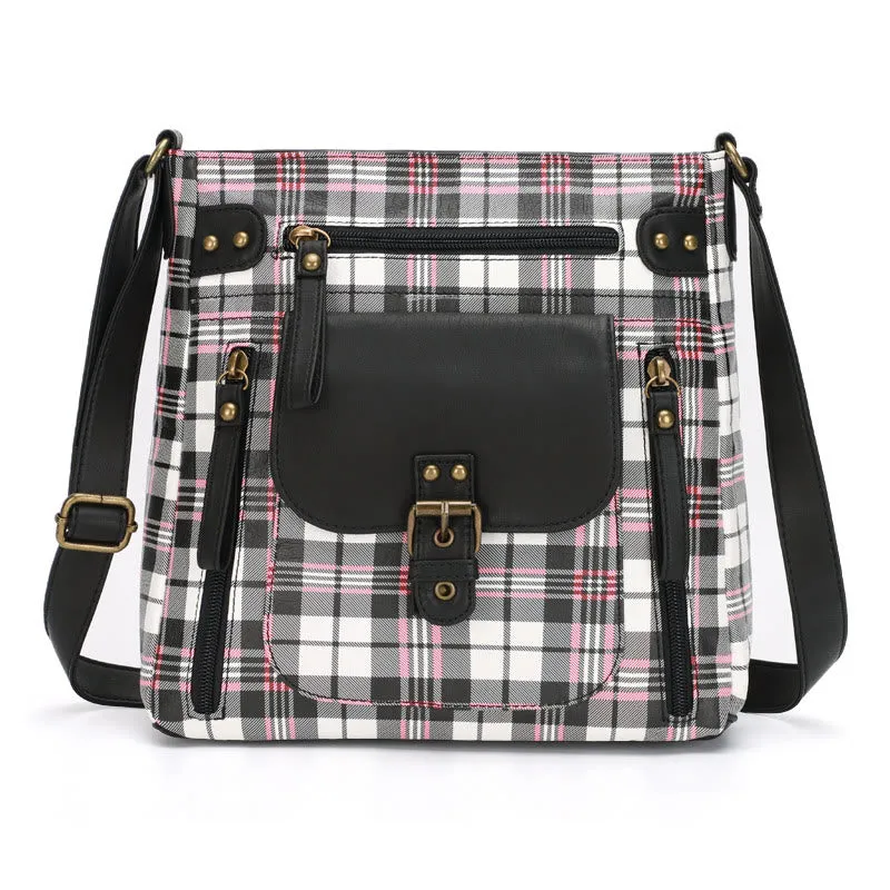 Retro Soft Washed Leather Multi Pocket Crossbody Bags for Women Lady