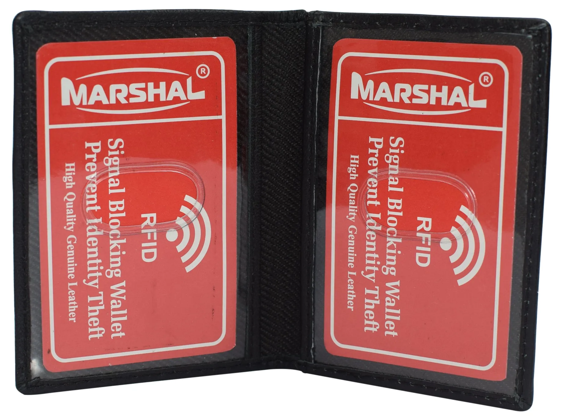 RFID Blocking Slim Thin Leather Credit Card Triple ID Window Mini Wallet Bifold Driver License Safe
