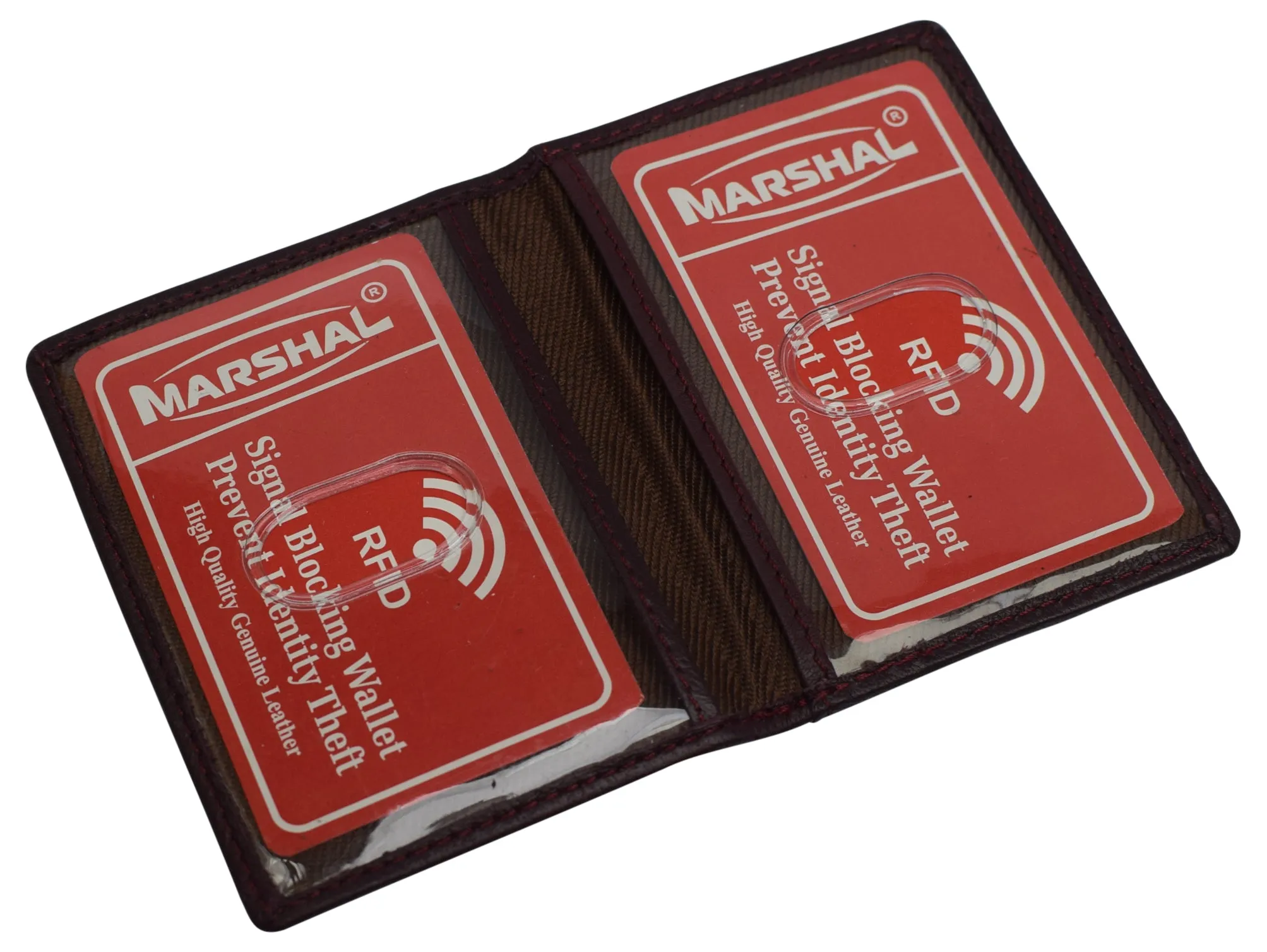 RFID Blocking Slim Thin Leather Credit Card Triple ID Window Mini Wallet Bifold Driver License Safe