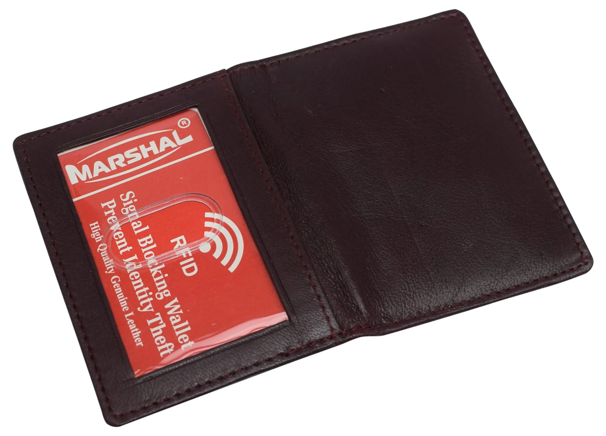 RFID Blocking Slim Thin Leather Credit Card Triple ID Window Mini Wallet Bifold Driver License Safe