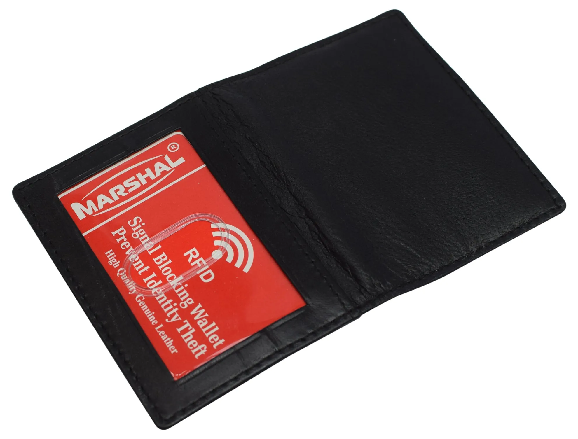 RFID Blocking Slim Thin Leather Credit Card Triple ID Window Mini Wallet Bifold Driver License Safe