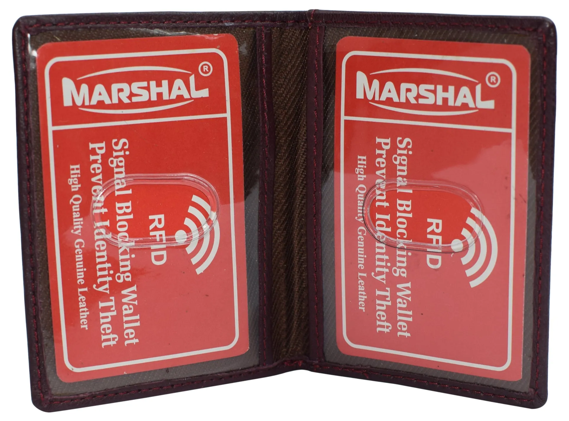 RFID Blocking Slim Thin Leather Credit Card Triple ID Window Mini Wallet Bifold Driver License Safe