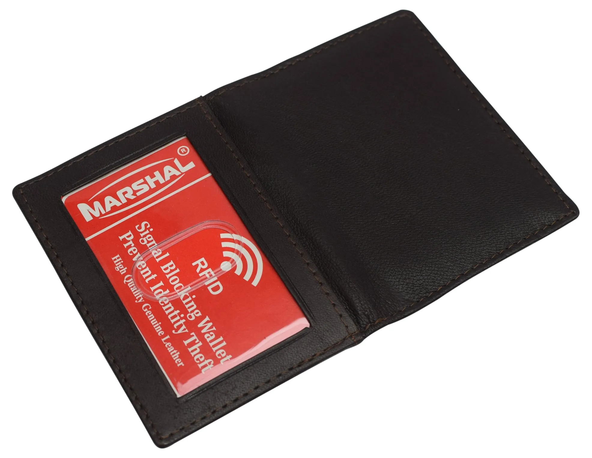 RFID Blocking Slim Thin Leather Credit Card Triple ID Window Mini Wallet Bifold Driver License Safe