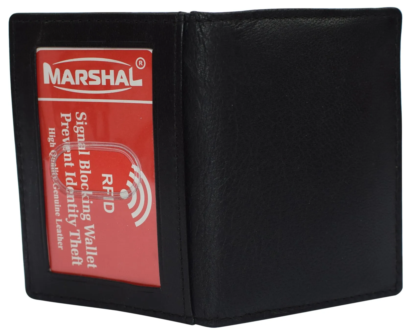 RFID Blocking Slim Thin Leather Credit Card Triple ID Window Mini Wallet Bifold Driver License Safe