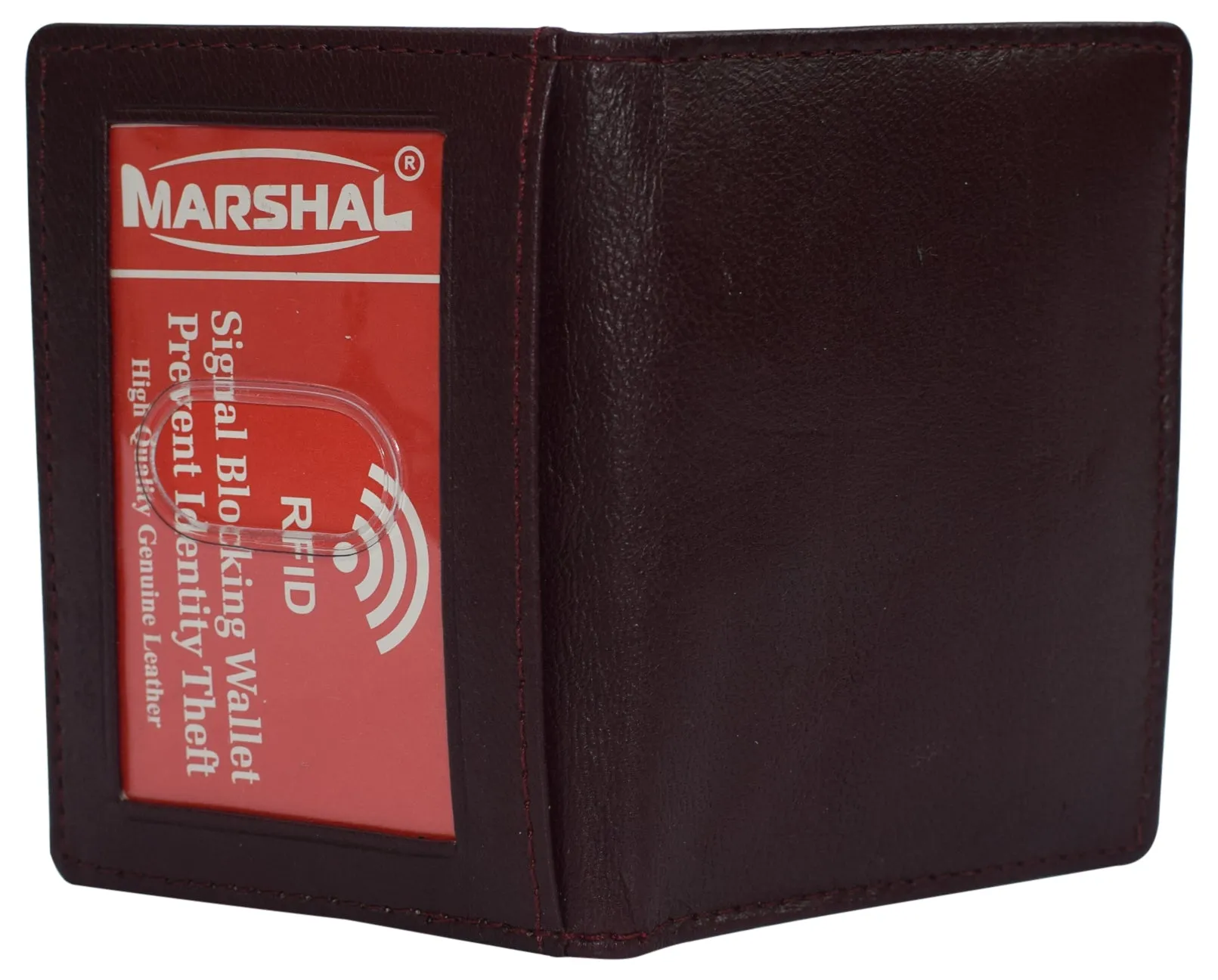 RFID Blocking Slim Thin Leather Credit Card Triple ID Window Mini Wallet Bifold Driver License Safe
