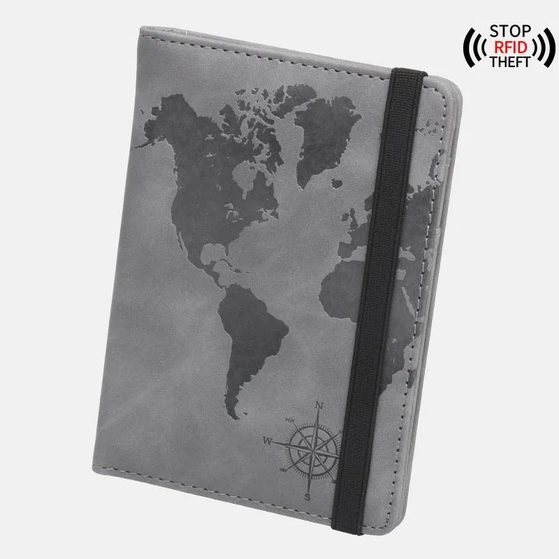 Rfid Blocking World Map Anti magnetic Passport Case