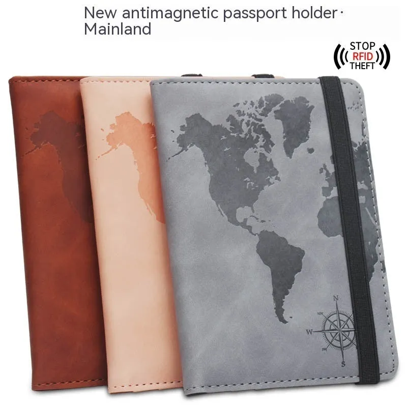 Rfid Blocking World Map Anti magnetic Passport Case