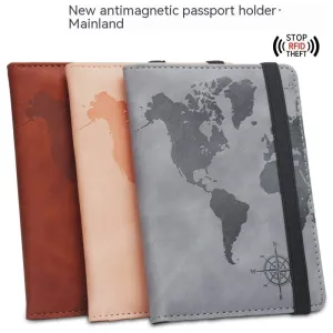 Rfid Blocking World Map Anti magnetic Passport Case