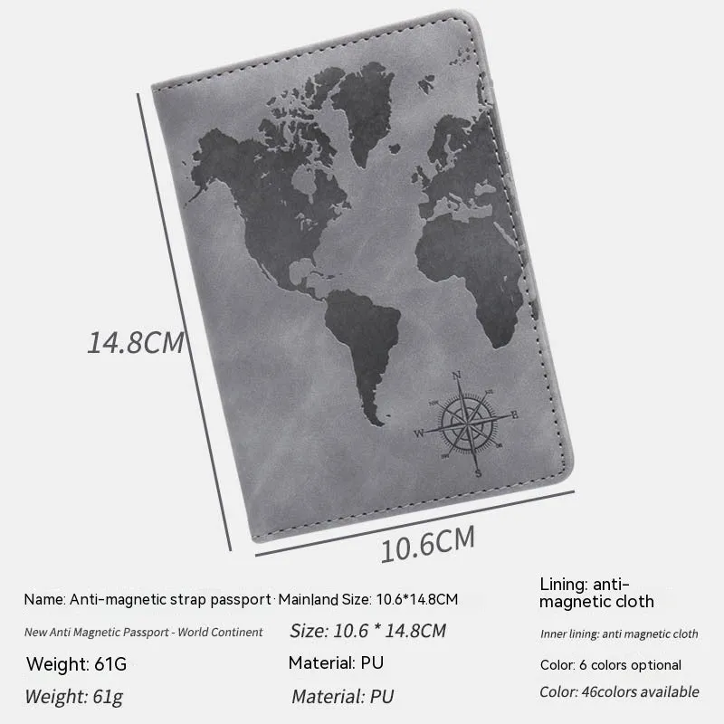 Rfid Blocking World Map Anti magnetic Passport Case