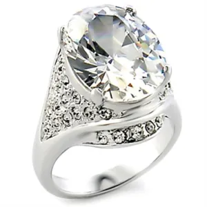 Rhodium Brass Ring with AAA Grade CZ in Clear for Women Style 12713