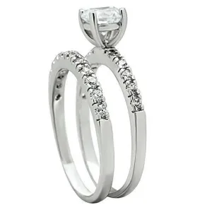 Rhodium Brass Ring with AAA Grade CZ in Clear for Women Style 3W105